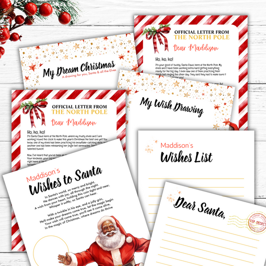North Pole Santa Letter Set Stationery for Kids Printable Download with Good and bad letter from Santa, diy wish list and Christmas activity drawing pages by nowthatspeachy