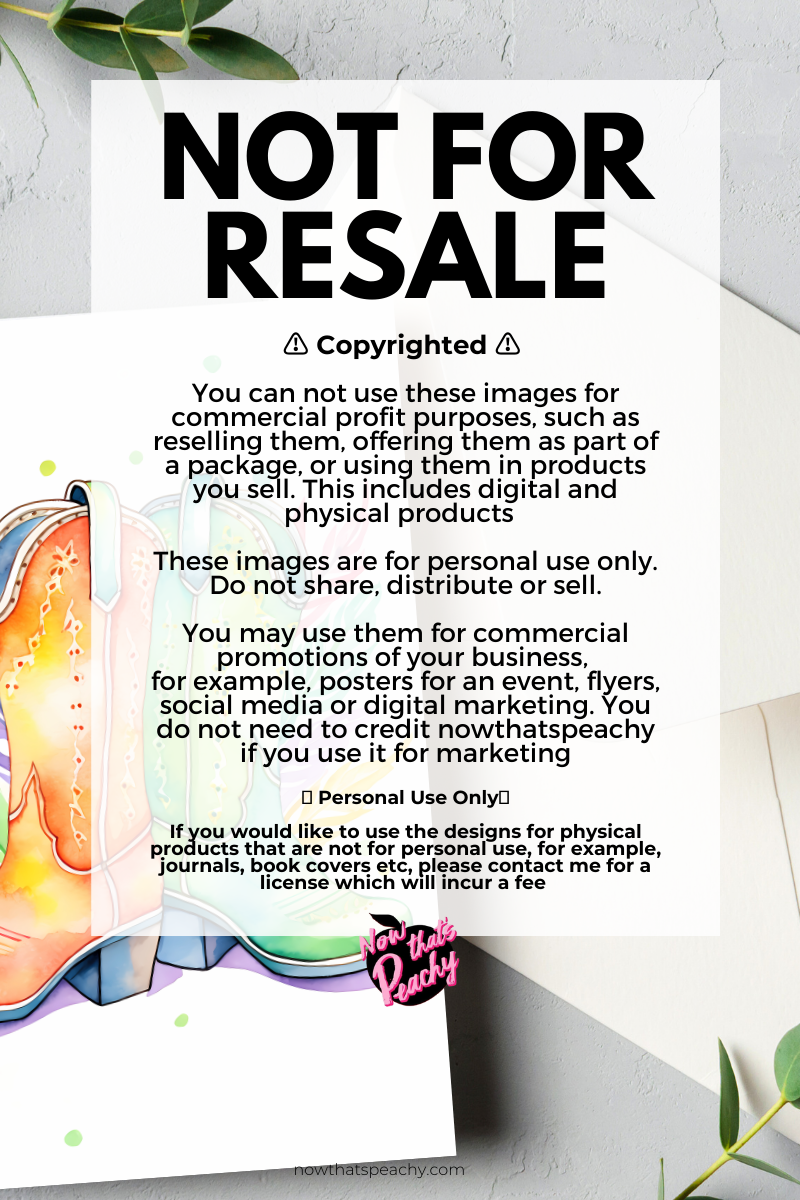 Rainbow Western Boots Watercolor Blank Page Template Bachelorette Birthday Party Invites DIY
