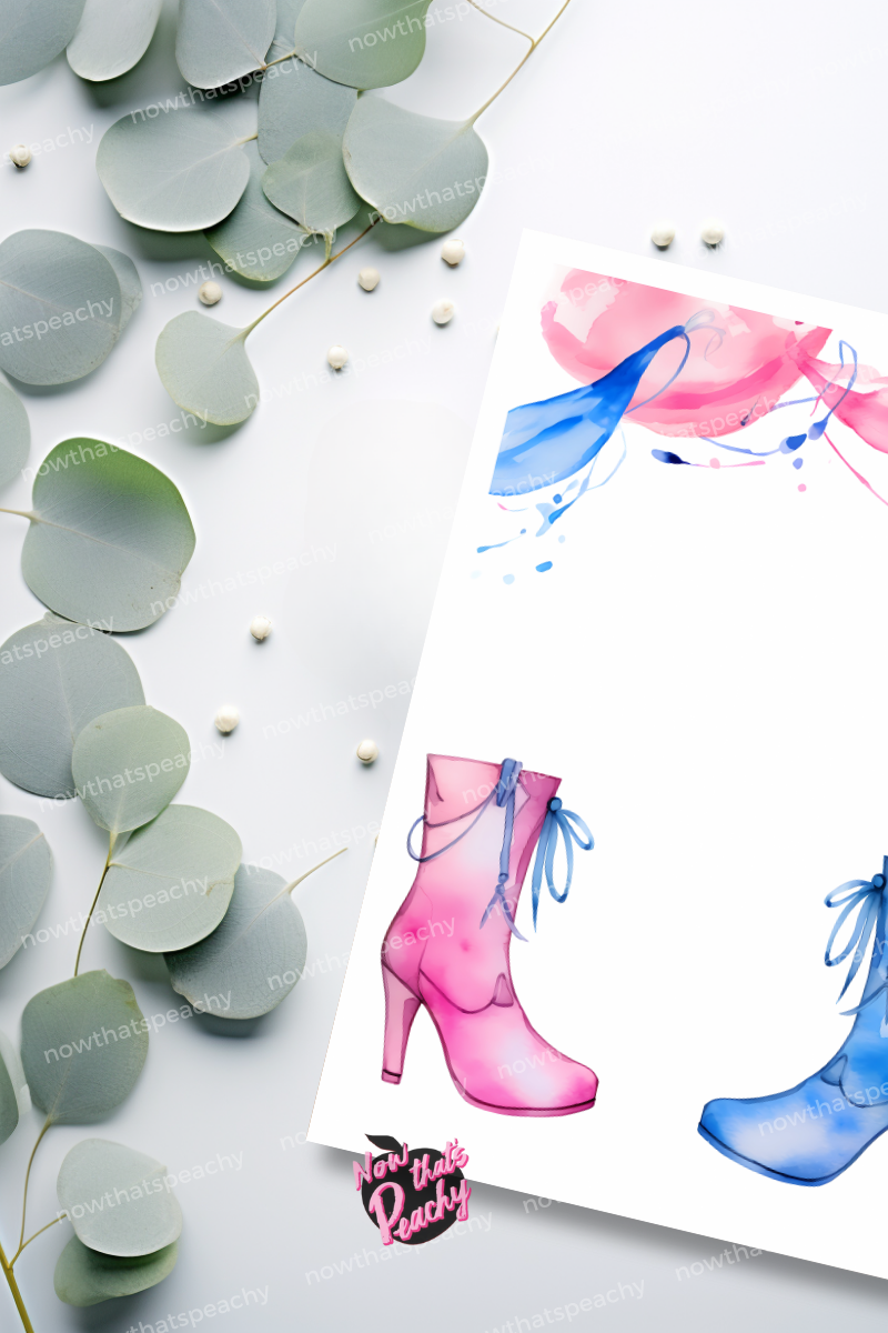 Elegant Boots Watercolor Blank Template Bachelorette Birthday Party Invite DIY
