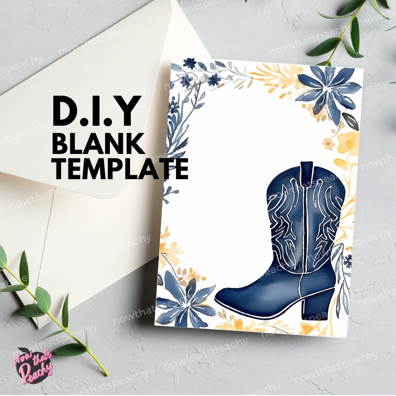 Bohemian Western Style Watercolor Blank Template Invite Wedding Bachelorette Birthday