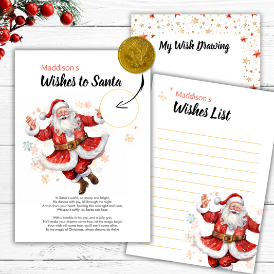 Personalized Santa Wishing Sheet set for Kids
