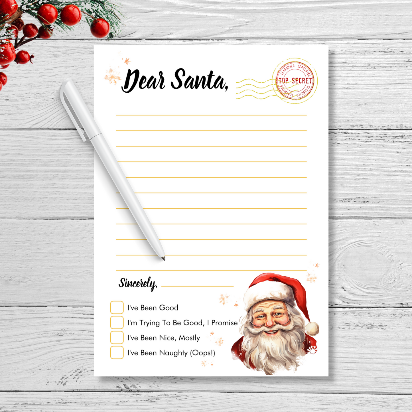 North Pole Santa Letter Set Stationery for Kids Printable Download with Good and bad letter from Santa, diy wish list and Christmas activity drawing pages by nowthatspeachy