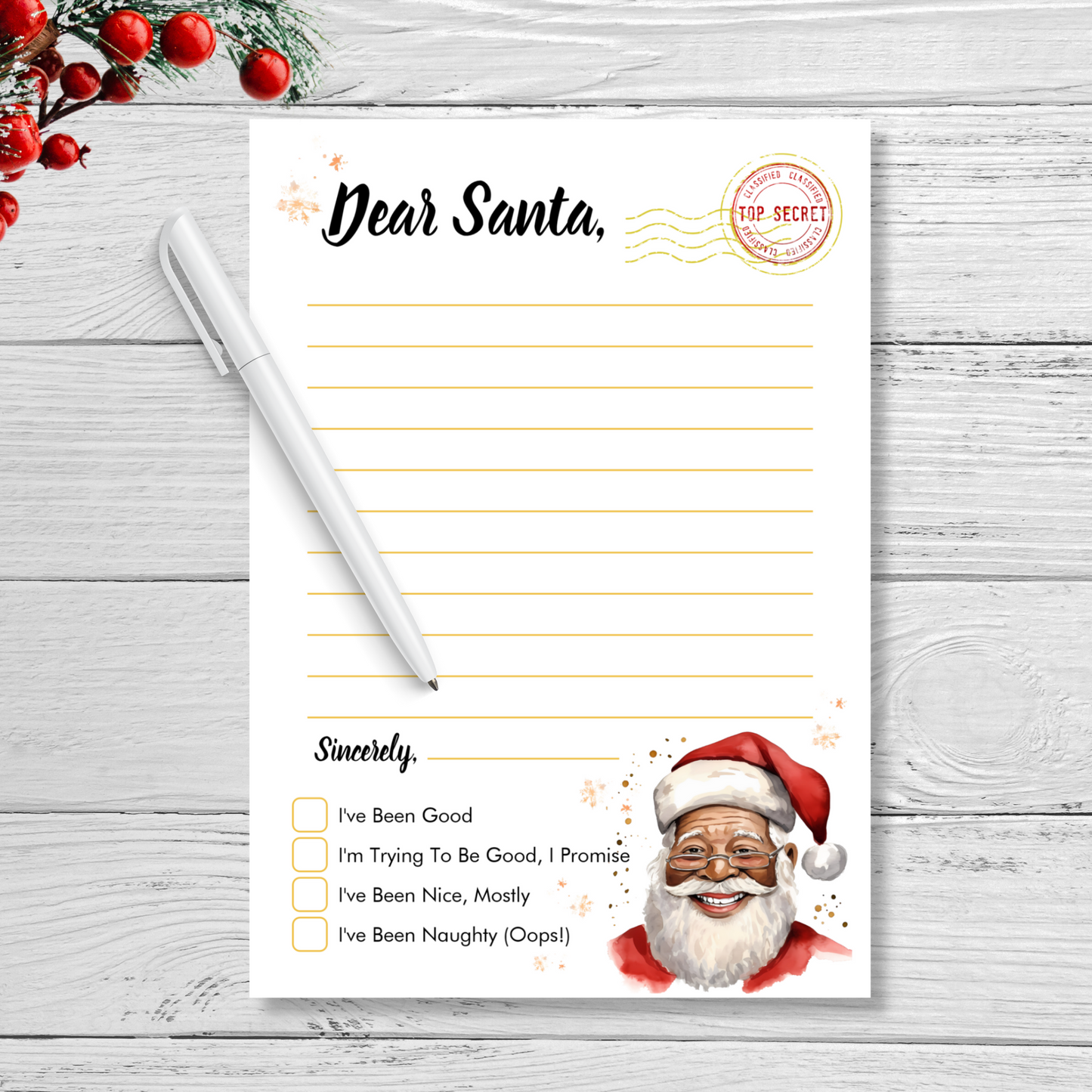 North Pole Santa Letter Set Stationery for Kids Printable Download with Good and bad letter from Santa, diy wish list and Christmas activity drawing pages by nowthatspeachy