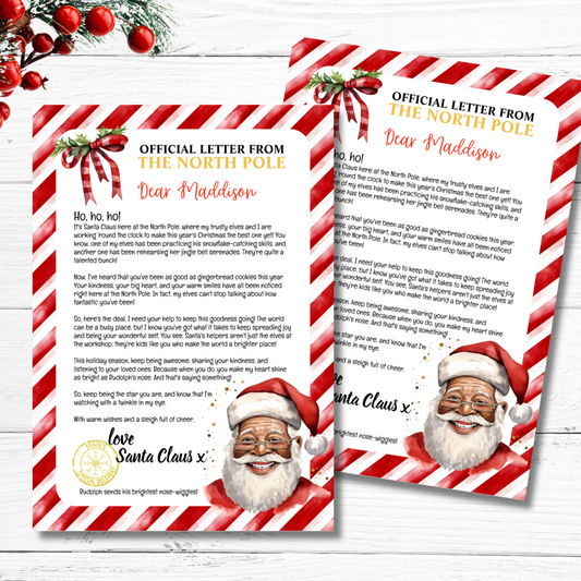 Christmas North Pole Black Santa Letter Set Stationery for Kids Printable Download with Good and bad letter from Santa, diy Christmas activity pages by nowthatspeachy