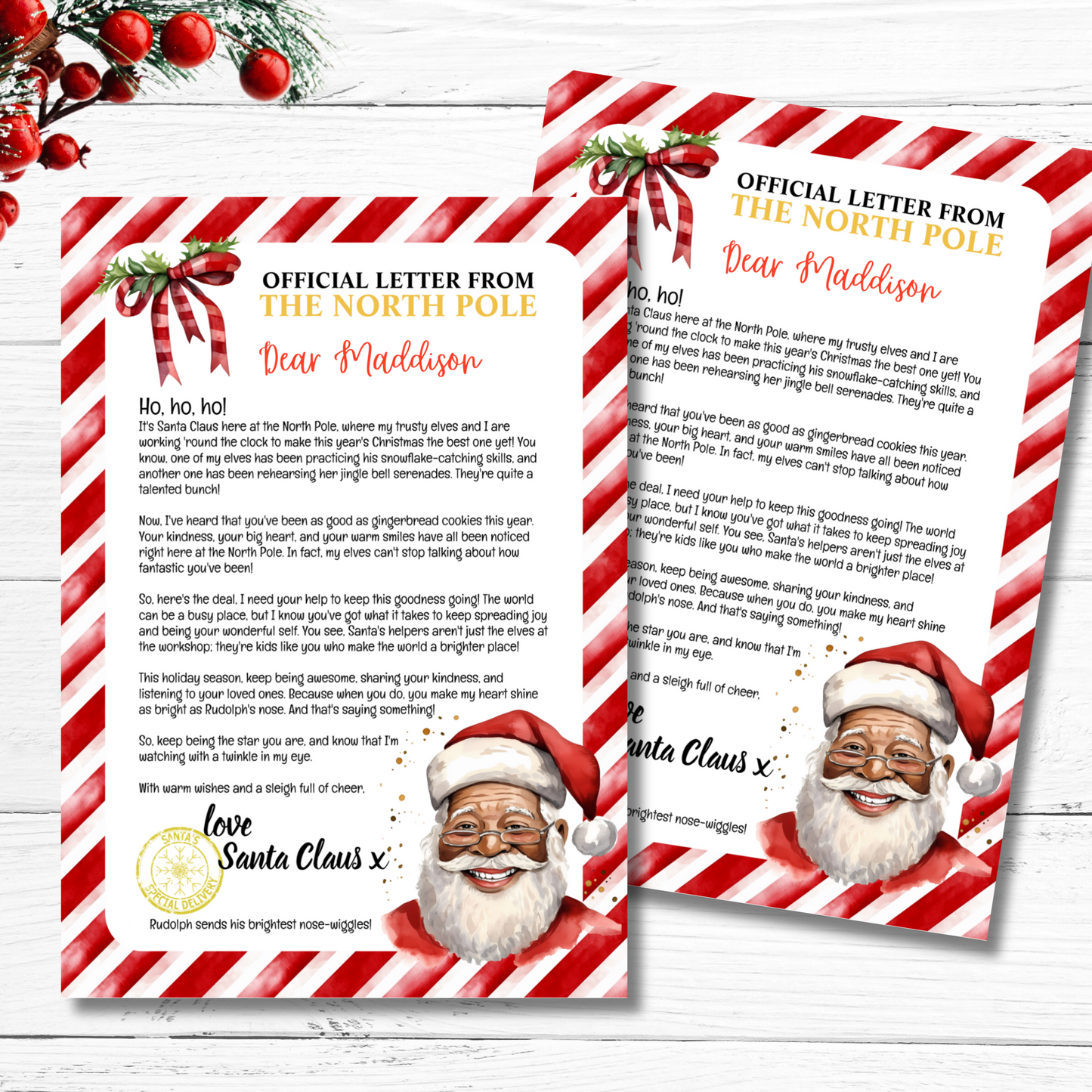 North Pole Santa Letter Set Stationery for Kids Printable Download with Good and bad letter from Santa, diy wish list and Christmas activity drawing pages by nowthatspeachy