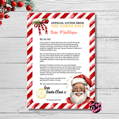 Christmas North Pole Black Santa Letter Set Stationery for Kids Printable Download with Good and bad letter from Santa, diy Christmas activity pages by nowthatspeachy