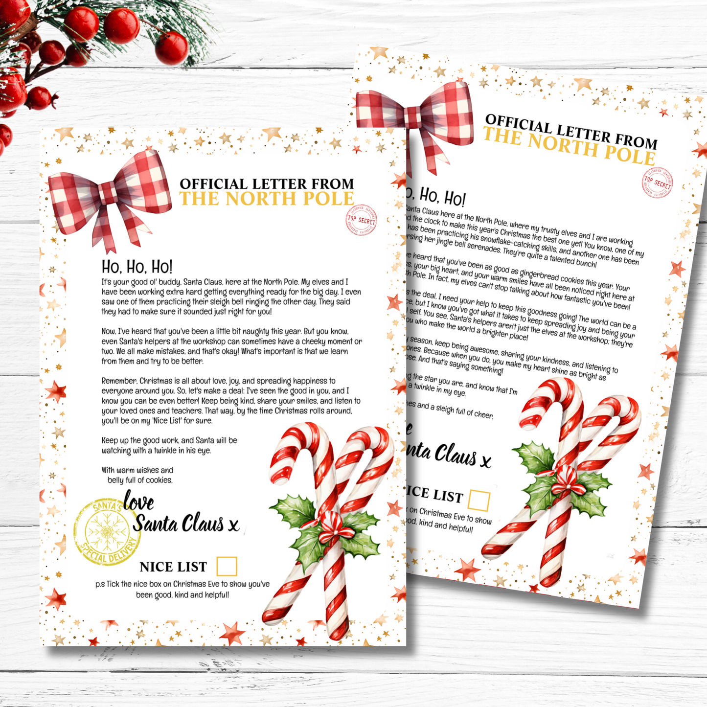 Christmas North Pole Santa Letter Set Stationery for Kids Printable Download with Good and bad letter from Santa, diy Christmas activity pages by nowthatspeachy