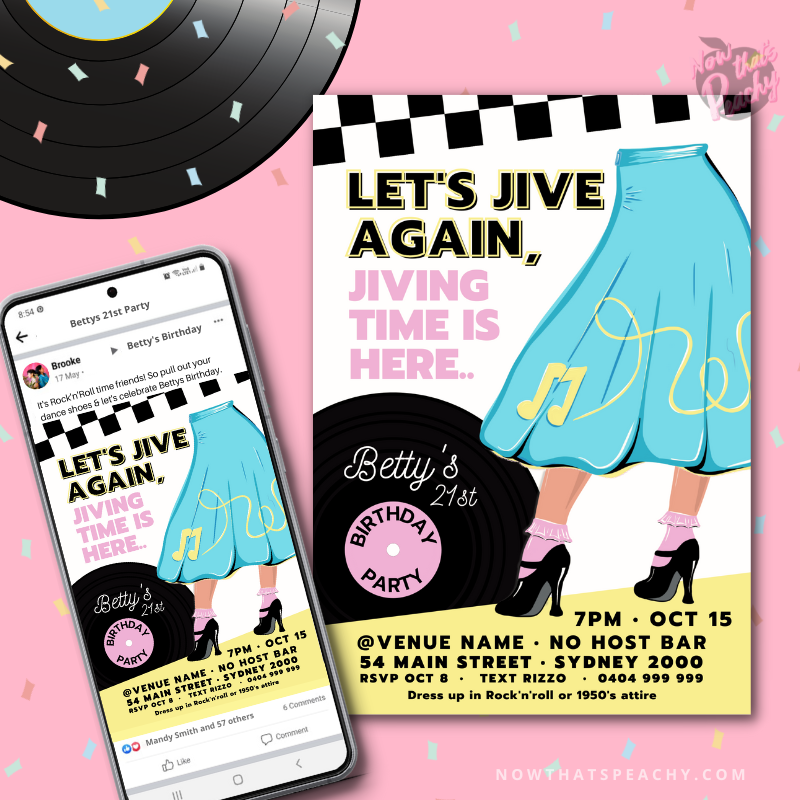 Custom Diner INVITE Rock'n'roll PRINTABLE Sock Hop Birthday Party invi – Now That's Peachy custom-diner-invite-rock-n-roll-printable-sock-hop-birthday-party-invi-now-that-s-peachy