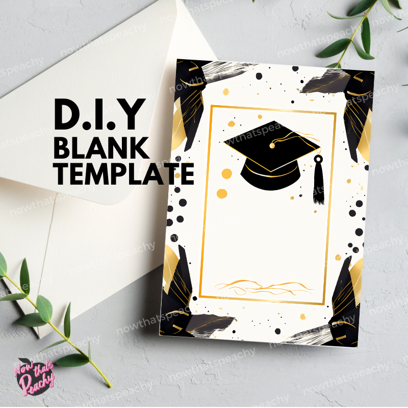 Graduation Hat Watercolor Blank Template, DIY Invite 5 x 7 Card Certificate Now That's Peachy Graduation Hat Watercolor Blank Template, DIY Invite 5 x 7 Card Certificate Now That's Peachy