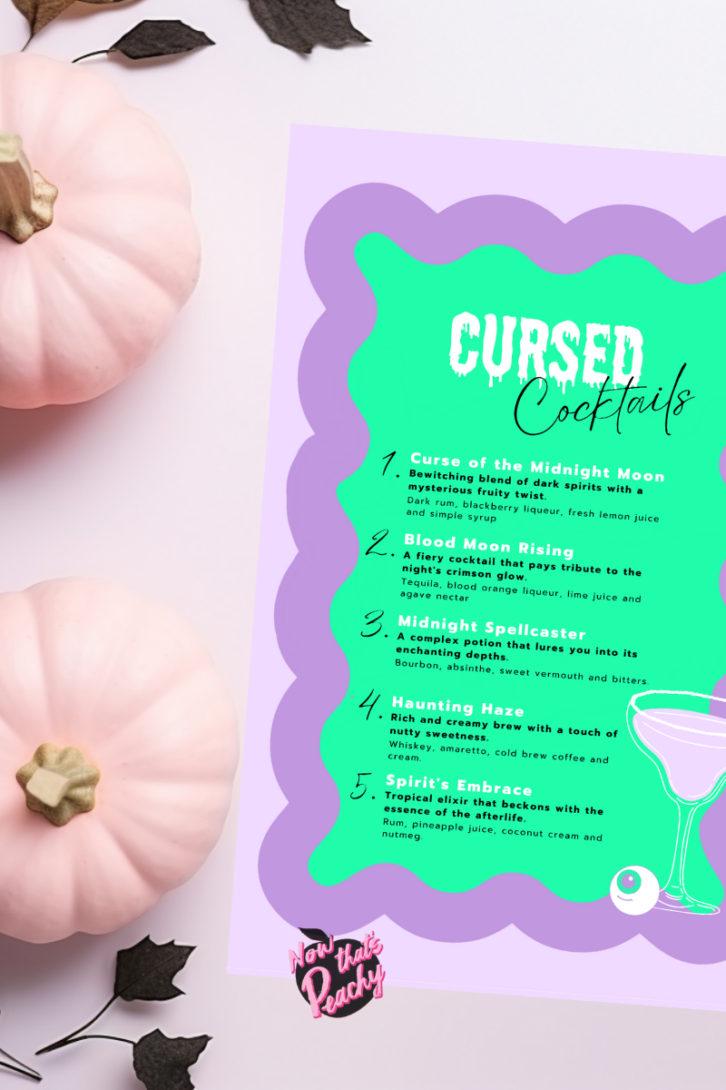 Editable Halloween Cocktail Drinks Menu Party Printable Wavy Bar Menu design