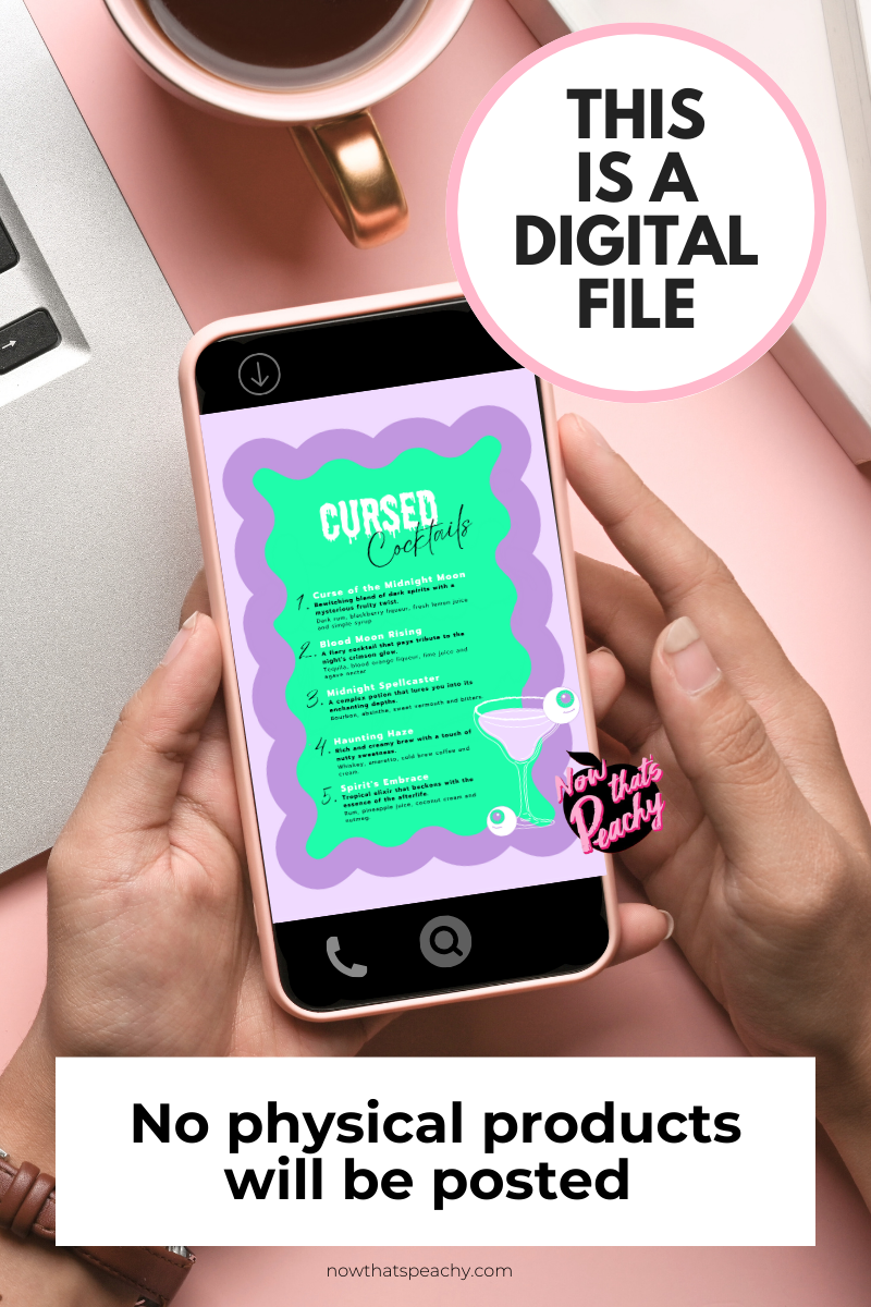 Editable Halloween Cocktail Drinks Menu Party Printable Wavy Bar Menu design