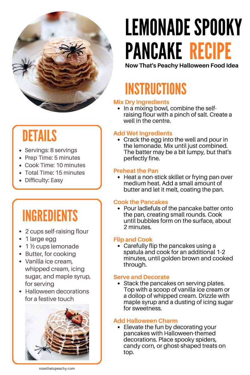 Halloween Lemonade Pancake Recipe Card FREE