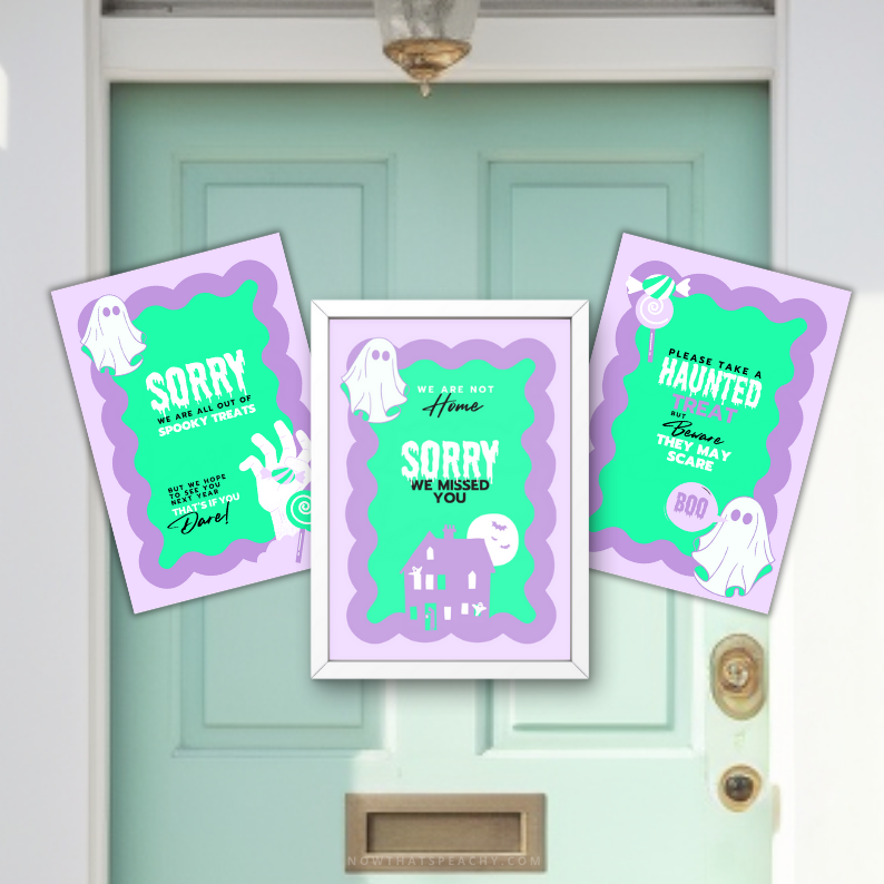Halloween Front Door Signs PRINTABLE Halloween door candy porch sign Trick or Treat No Candy Sign Halloween out of Candy Poster Digital PNG