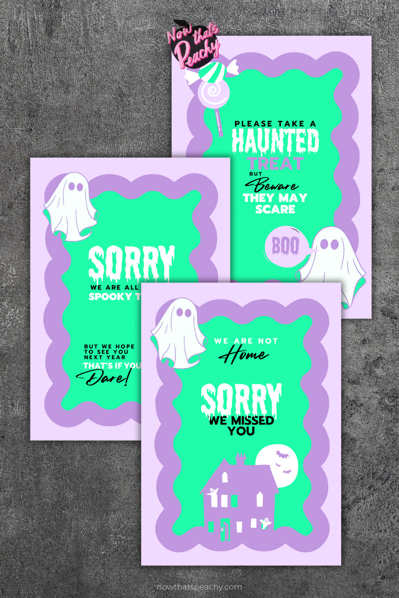 Halloween Front Door Signs PRINTABLE Halloween door candy porch sign Trick or Treat No Candy Sign Halloween out of Candy Poster Digital PNG