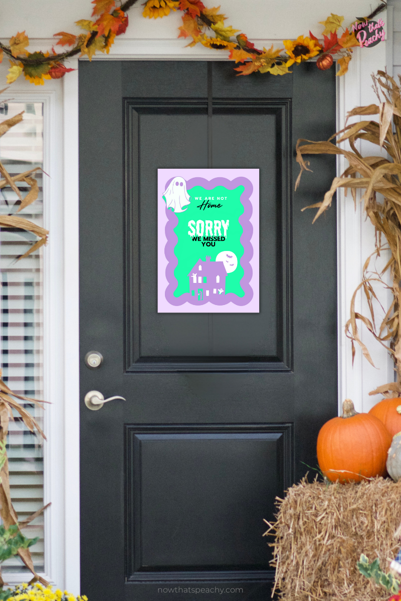 Halloween Front Door Signs PRINTABLE Halloween door candy porch sign Trick or Treat No Candy Sign Halloween out of Candy Poster Digital PNG