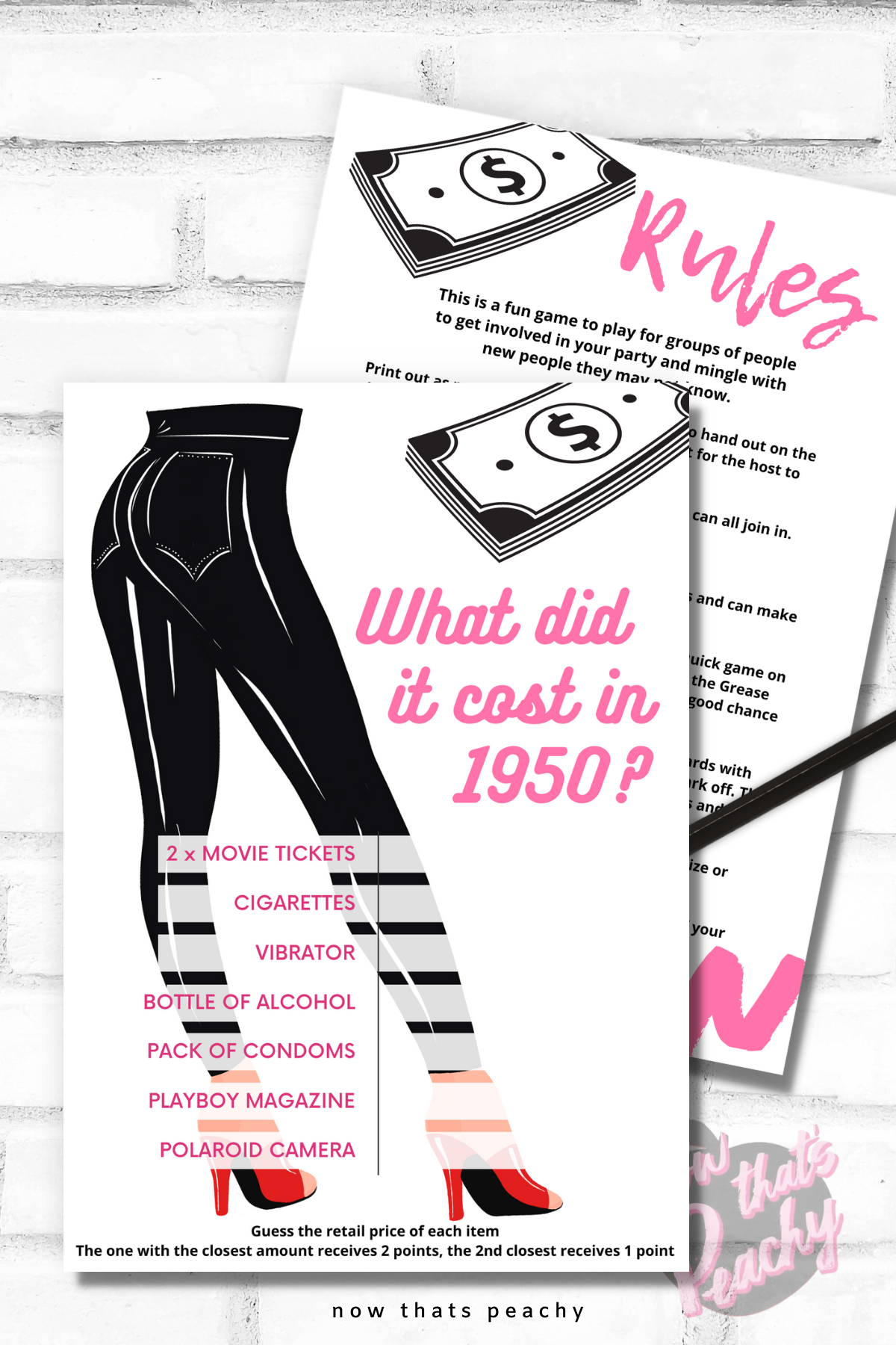 Grease Movie what does it cost in 1950 trivia  quiz question game party package 1950s fifties 50's printable template digital instant download edit Danny Sandy T-birds Pink Ladies  invite soda hop jukebox rockabilly rock'n'roll musical movie design black white modern color fun themed bachelorette birthday charity fundraiser event activity