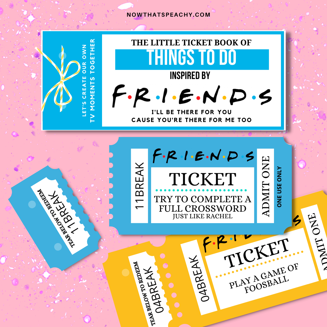 FRIENDS Tv show TICKET Voucher Book Printable Download 90s fandom