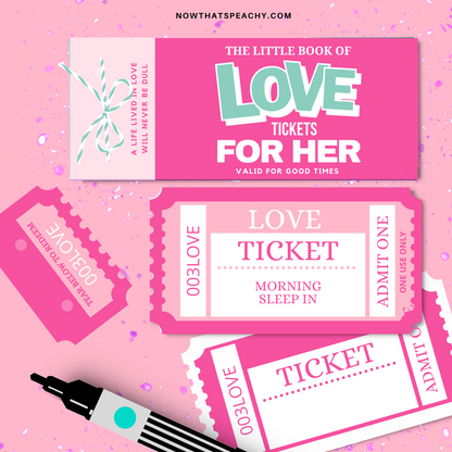 Shop for LOVE For Her Couples ideas Ticket Voucher Coupon book printable diy print off valentines anniversary wife husband digital download fun cute idea present  Birthday print off retro vintage theme night out girlfriend lesbian lgbtqia partner mrs miss lady girl  adult explore anti vday  product shop easy cheap affordable personalized custom wedding bride to be gifts