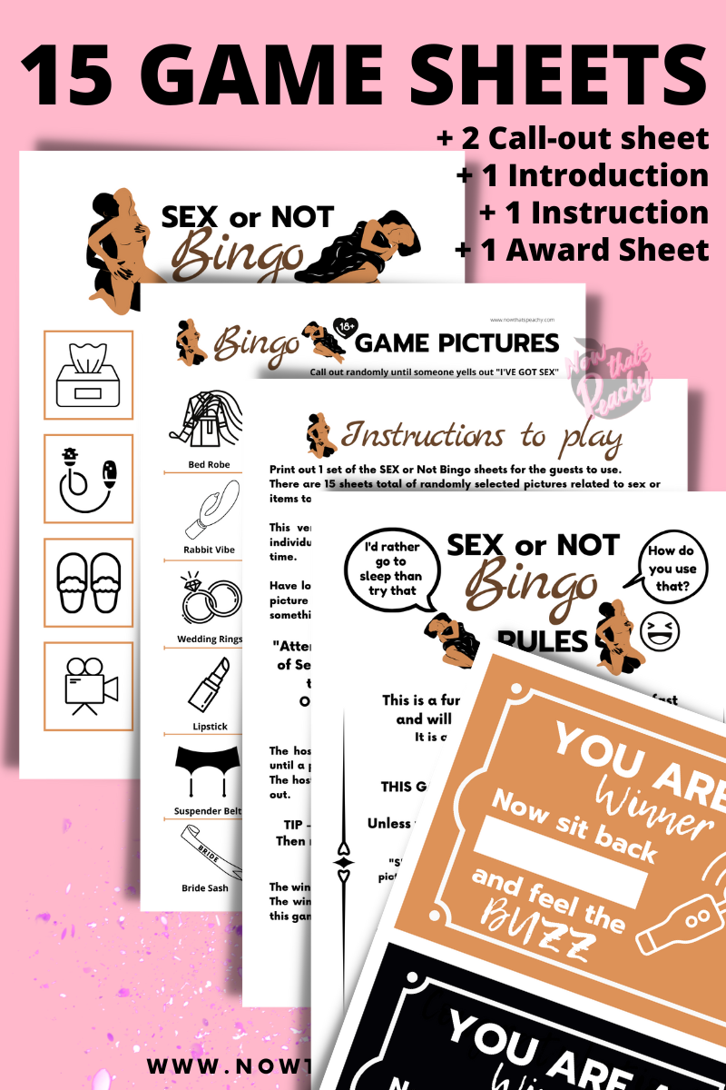 SEX or NOT BINGO Ladies Night game Printable Instant Download, Bachelorette Hens Parties idea, naughty dirty x-rated 18+ adults only