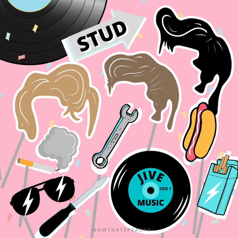 Greaser 1950s Themed Photobooth PROPS PRINTABLE Grease Party Photo