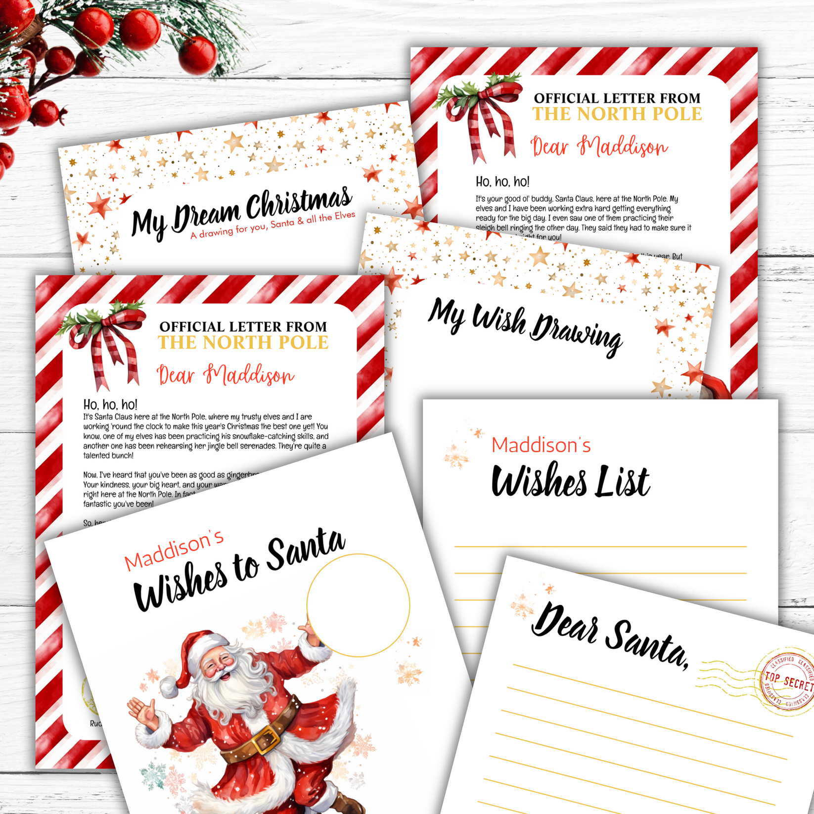 North Pole Santa Letter Stationery Set for Kids Printable Download