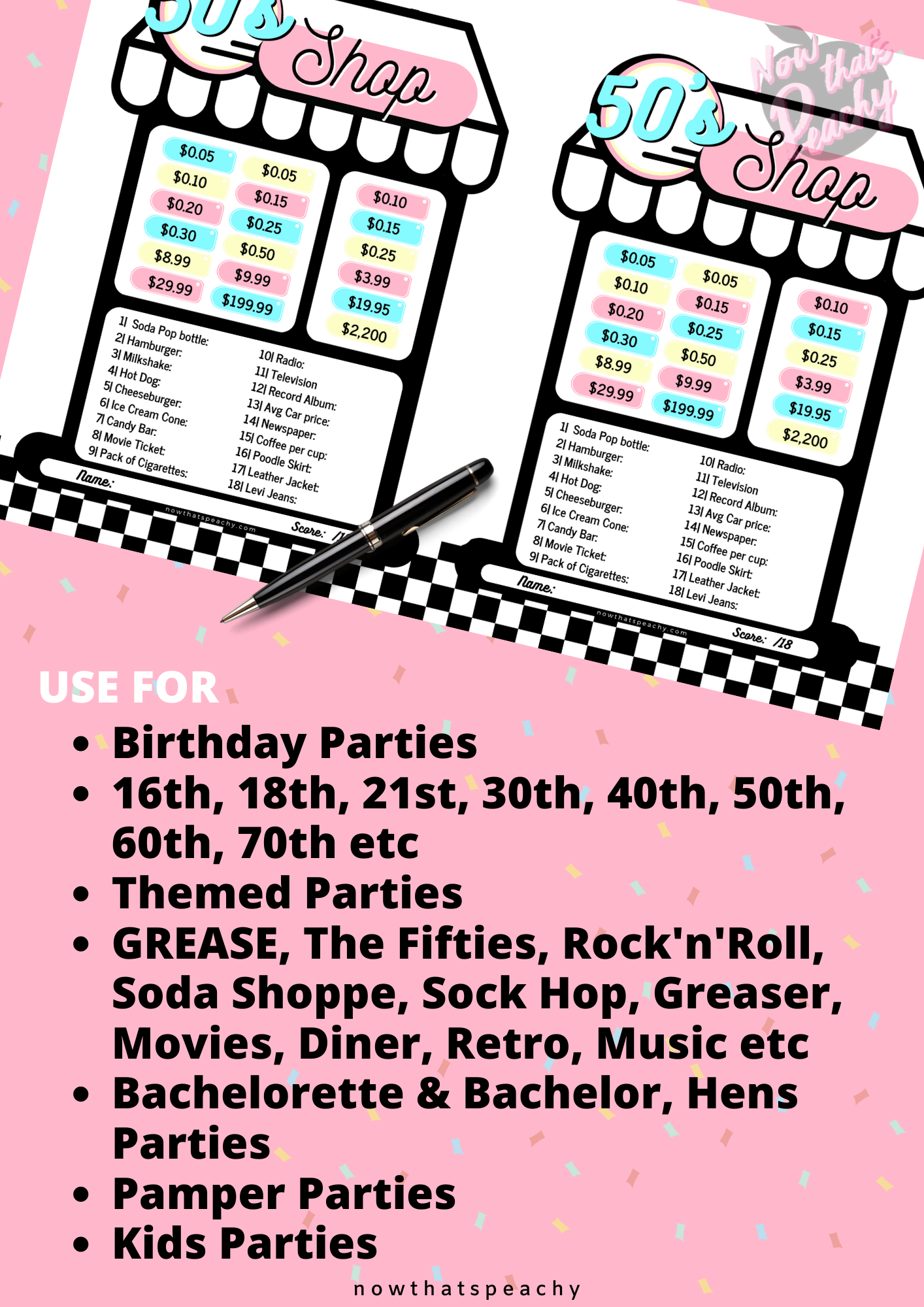 Diner Party 1950s classic american car drawing name matching card decorations guessing game printable instant downloas for fifties sock hop soda shoppe pop 1950s themed parties drawing fun easy cheap fast game