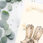 Boho Country Western Boots Watercolor Blank Template Page Invite, Event Poster, Flyer