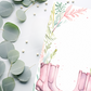 Pastel Country Gardening Boots Watercolor Template Blank Page Border Frame DIY