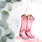Pastel Pink Red Western Boots Watercolor Template Blank Page Border Frame Invite DIY