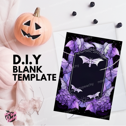 Halloween Flying Bats Watercolor Blank Template for Cards, Posters, Menus, Invitations, Flyers
