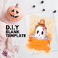 Fall Ghost Invite Blank Template Printable Halloween DIY Farmhouse Wall Art, Custom Word Watercolor Rustic Greeting Card