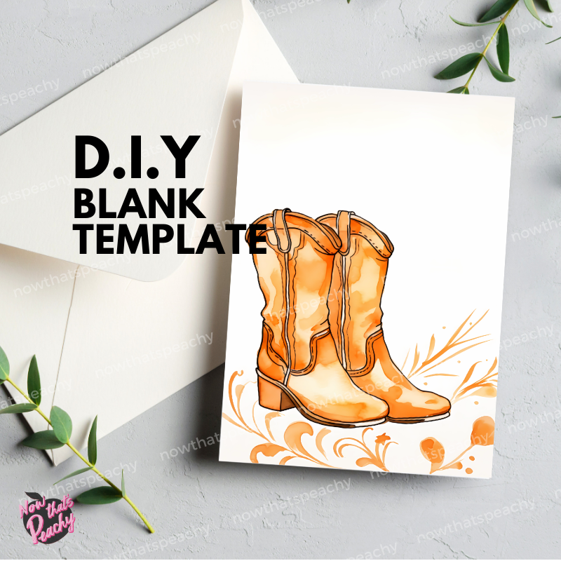 Rustic Cowgirl Boots Watercolor Template Blank Page Border Frame Invite DIY