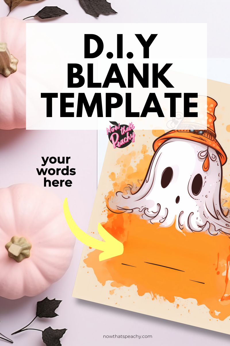 Fall Ghost Invite Blank Template Printable Halloween DIY Farmhouse Wall Art, Custom Word Watercolor Rustic Greeting Card