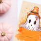 Fall Ghost Invite Blank Template Printable Halloween DIY Farmhouse Wall Art, Custom Word Watercolor Rustic Greeting Card