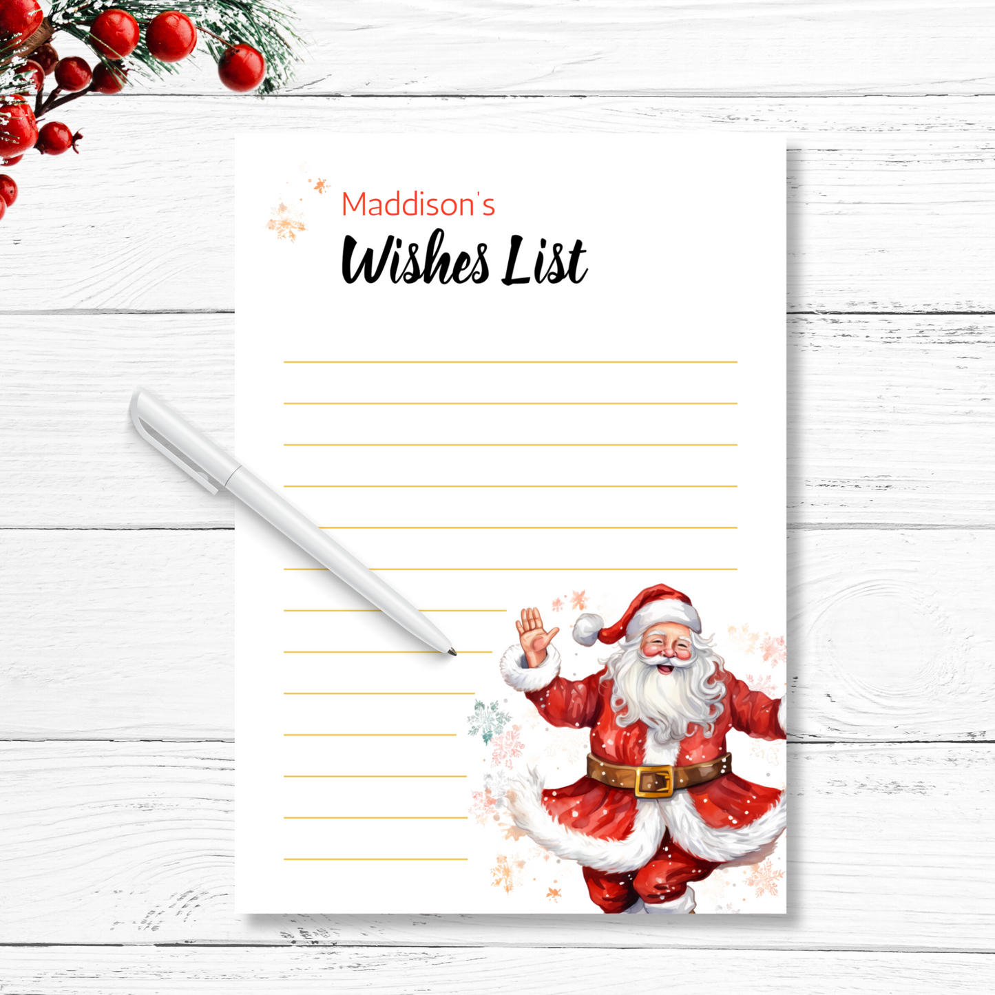 Christmas Wish List For Kids Editable Template, Personalized