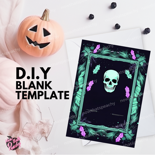 Halloween Watercolor Skull Blank Template for Cards, Invitations, Posters, Menus, Flyers