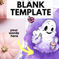 Watercolor Cute Ghost Invite Blank Template Printable Halloween DIY Kawaii Wall Art, Custom Greeting Card
