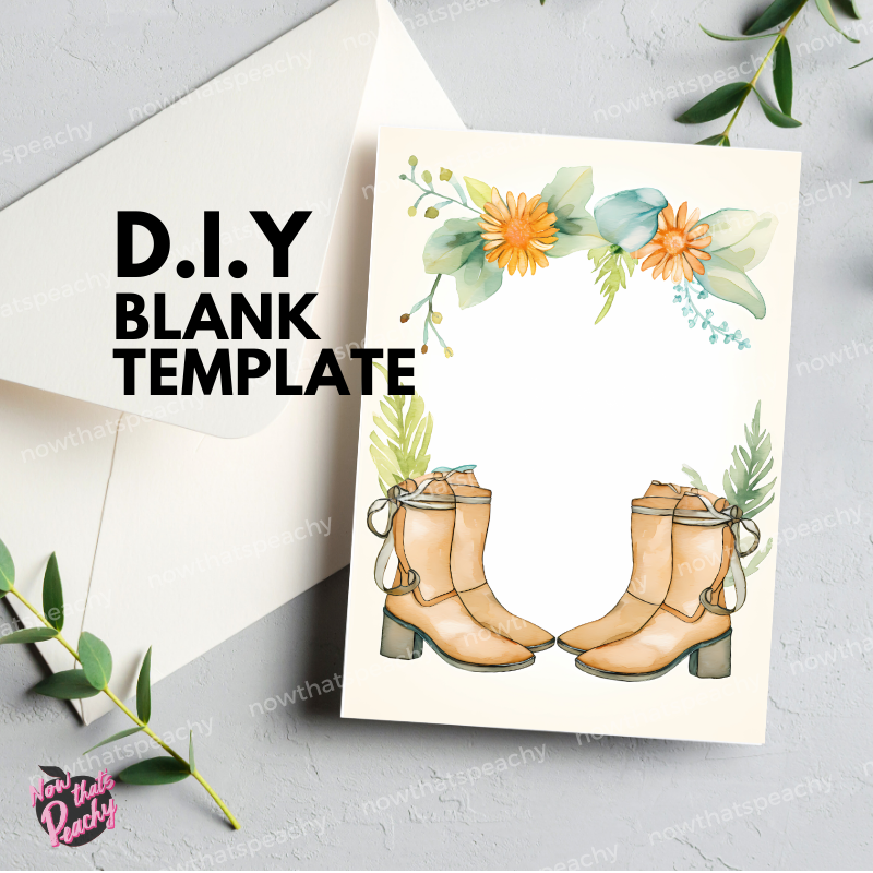 Country Chic Watercolor Blank Template Invite Poster Journal Page DIY