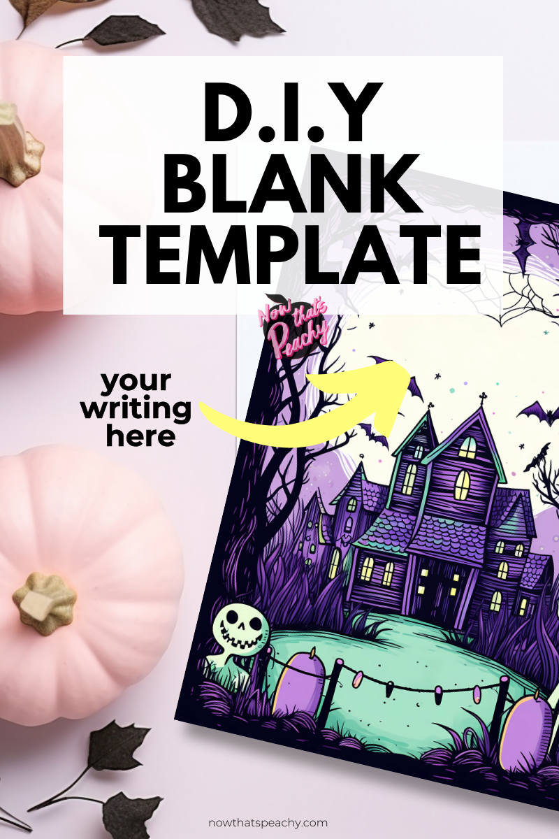 Pastel Goth Haunted House Blank Template printable digital DIY download