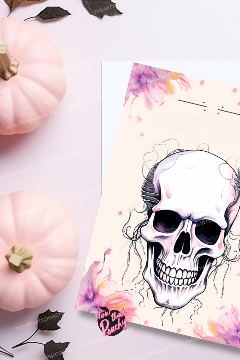 Watercolor Skull Invite Template DIY Printable Halloween Custom Design