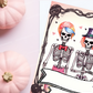 Skeleton Couple Invite Blank Template Printable Halloween DIY Tattoo Wall Art, Custom Greeting Card