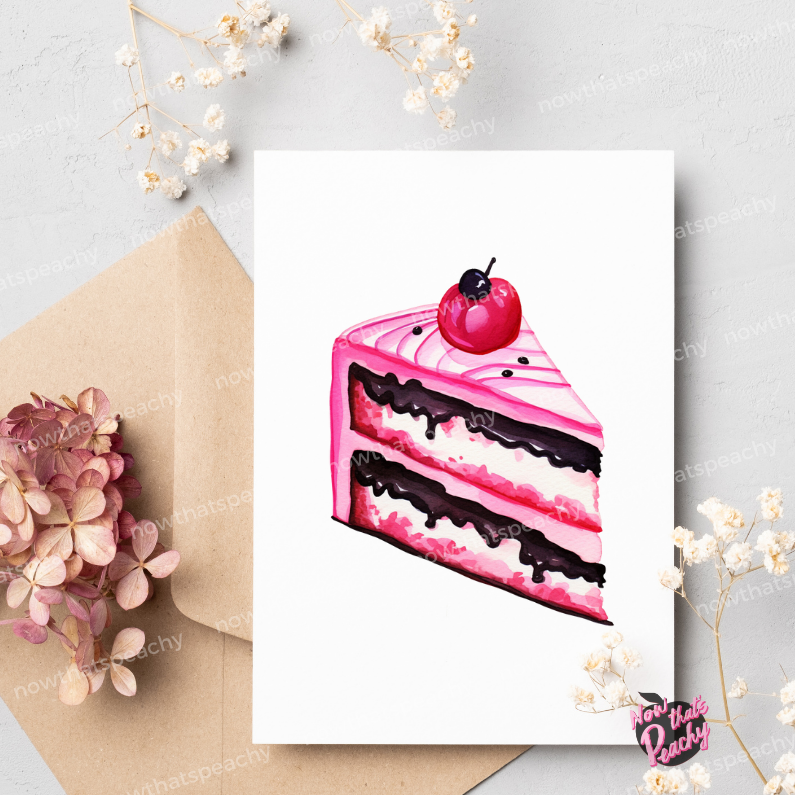 Buttercream Cake Slice Celebration Card | FREE PRINTABLE