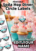 DINER Custom Name Favor Labels PRINTABLE Template, Sock hop Party Retro ...
