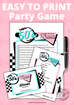 Printable 1950s Trivia Quiz Game - Nostalgic Fun for Themed Parties ...