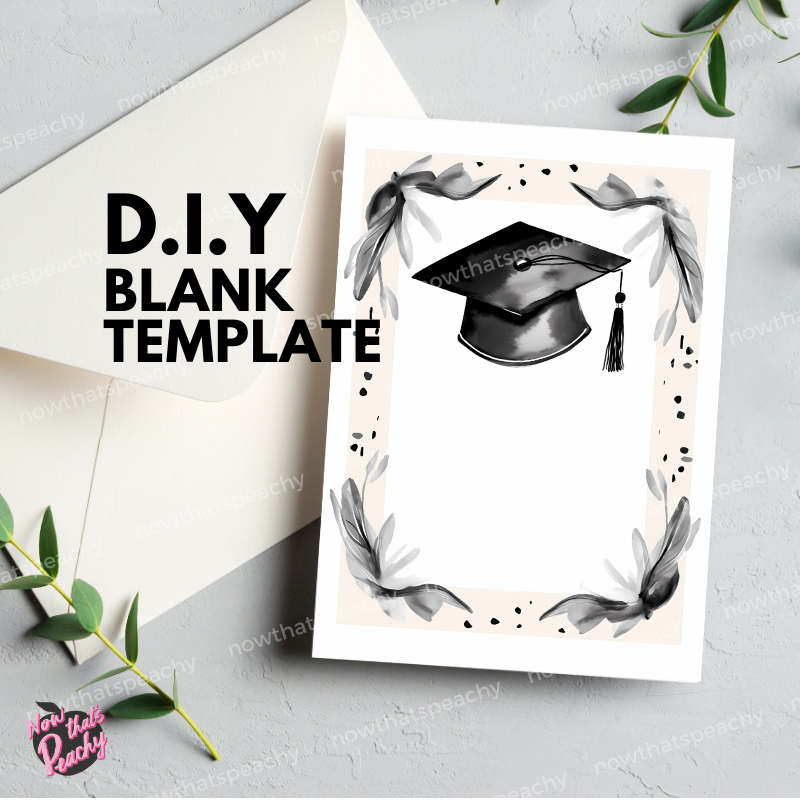 Silver Black Graduation Blank Template, DIY Watercolor Cards Invites Certificate Poster Flyer