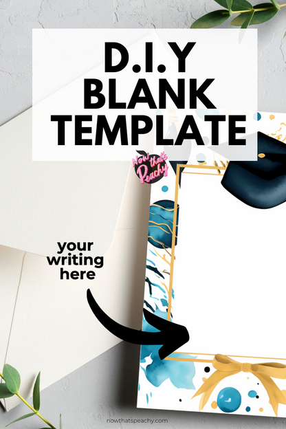 Blue Blank Graduation Template Watercolor, DIY Cards Invite Certificate Poster Flyer