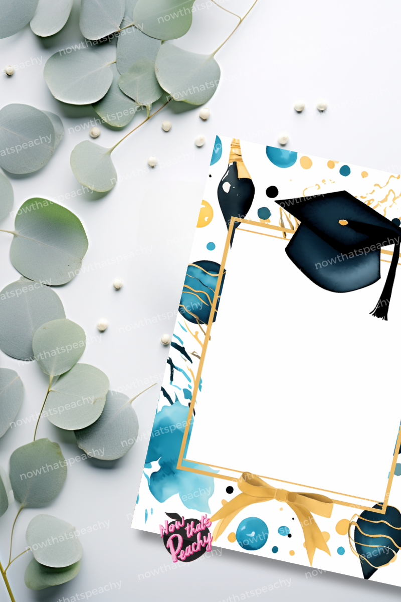 Blue Blank Graduation Template Watercolor, DIY Cards Invite Certificate Poster Flyer