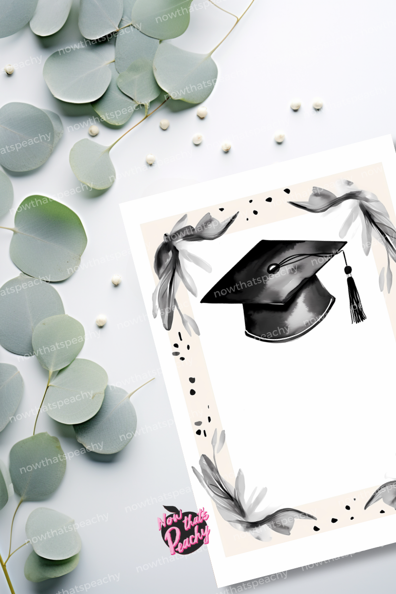 Silver Black Graduation Blank Template, DIY Watercolor Cards Invites C Now That's Peachy Silver Black Graduation Blank Template, DIY Watercolor Cards Invites C Now That's Peachy