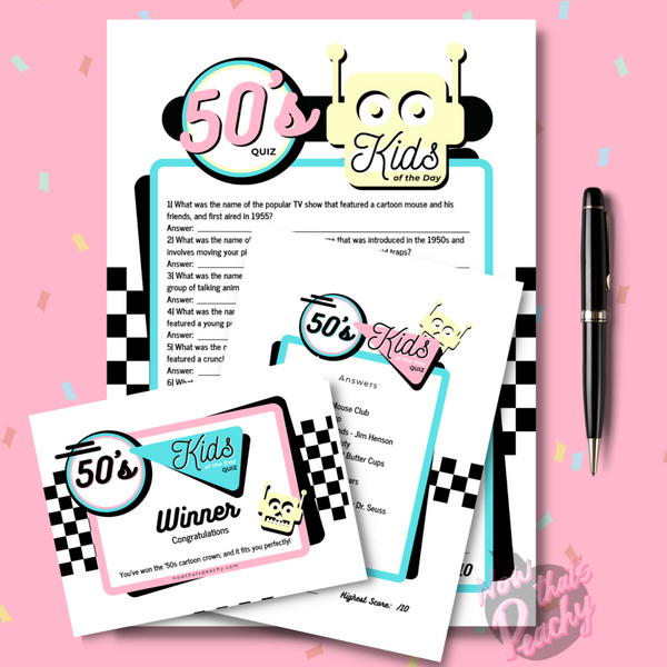 Printable 1950s Trivia Quiz Game - Nostalgic Fun for Themed Parties