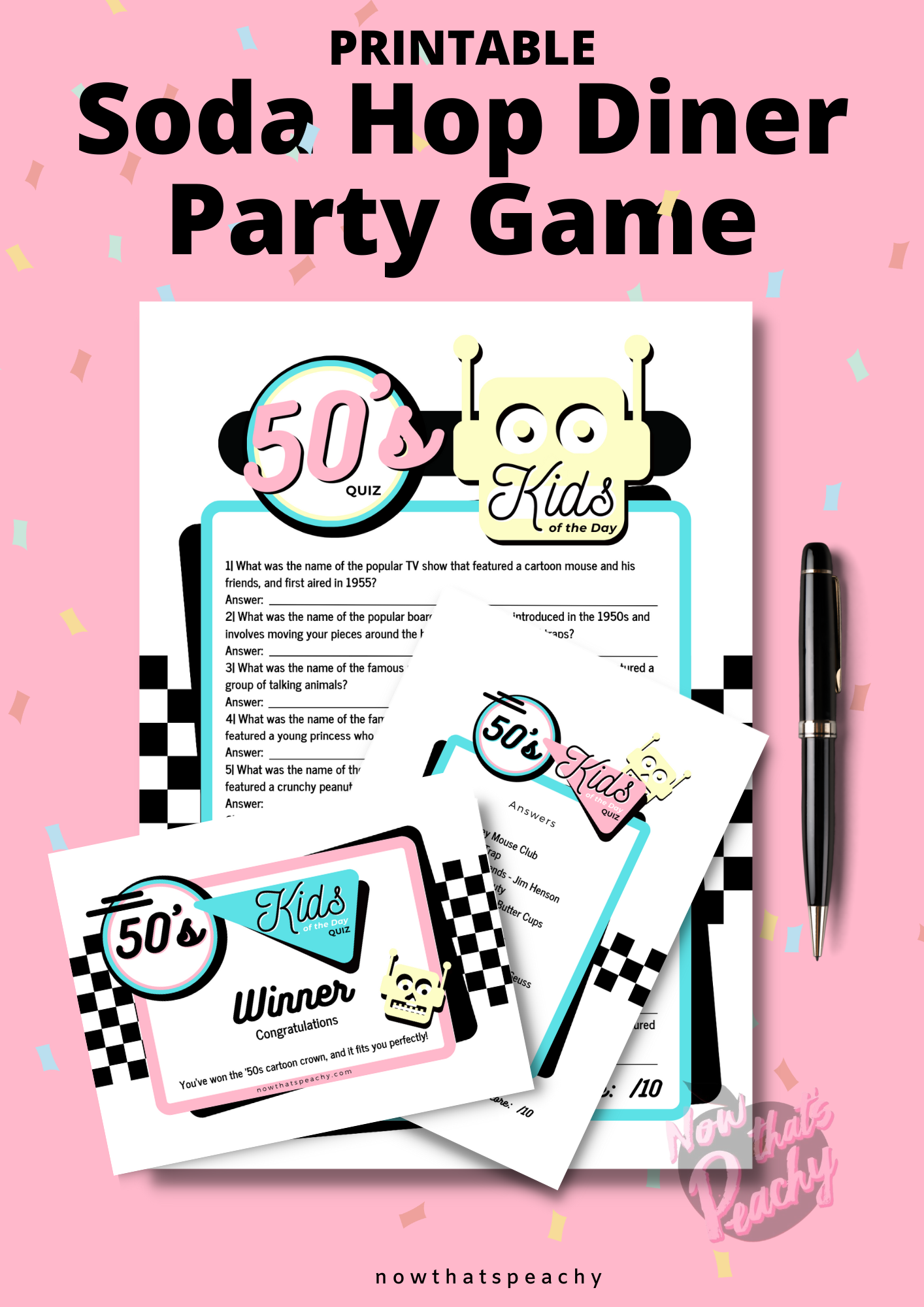 Trivia Sp Printable 1950s Trivia Quiz Game - Nostalgic Fun for Themed Parties ...